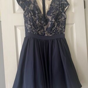 Elegant Navy Lace Dress